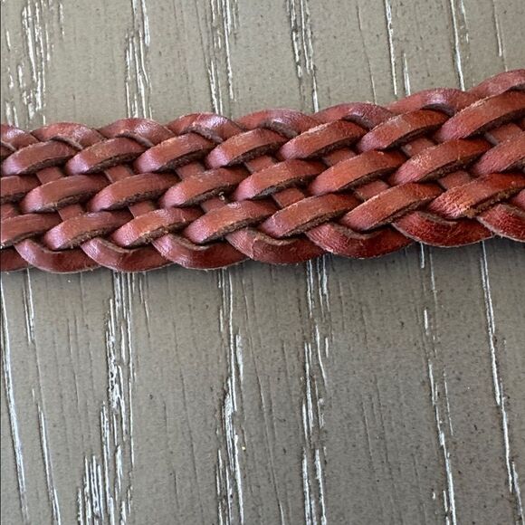 Fossil Braided Brown Leather Belt with Solid Brass Antiqued Gold Buckle Size S - Picture 12 of 12